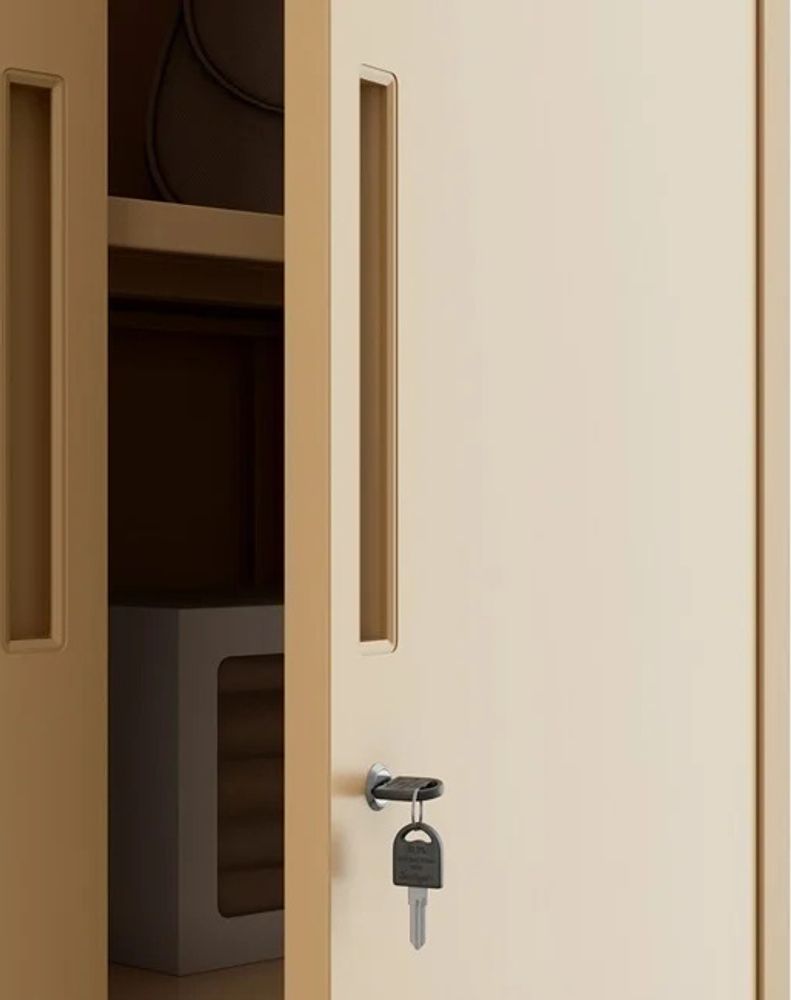 Aktenschrank Büroschrank Metallschrank Stahlschrank Werkzeugschrank Stahlblech Pulverbeschichtet Flügeltürschrank Abschließbar 195 cm x 90 cm x 40 cm Farbe: Beige
