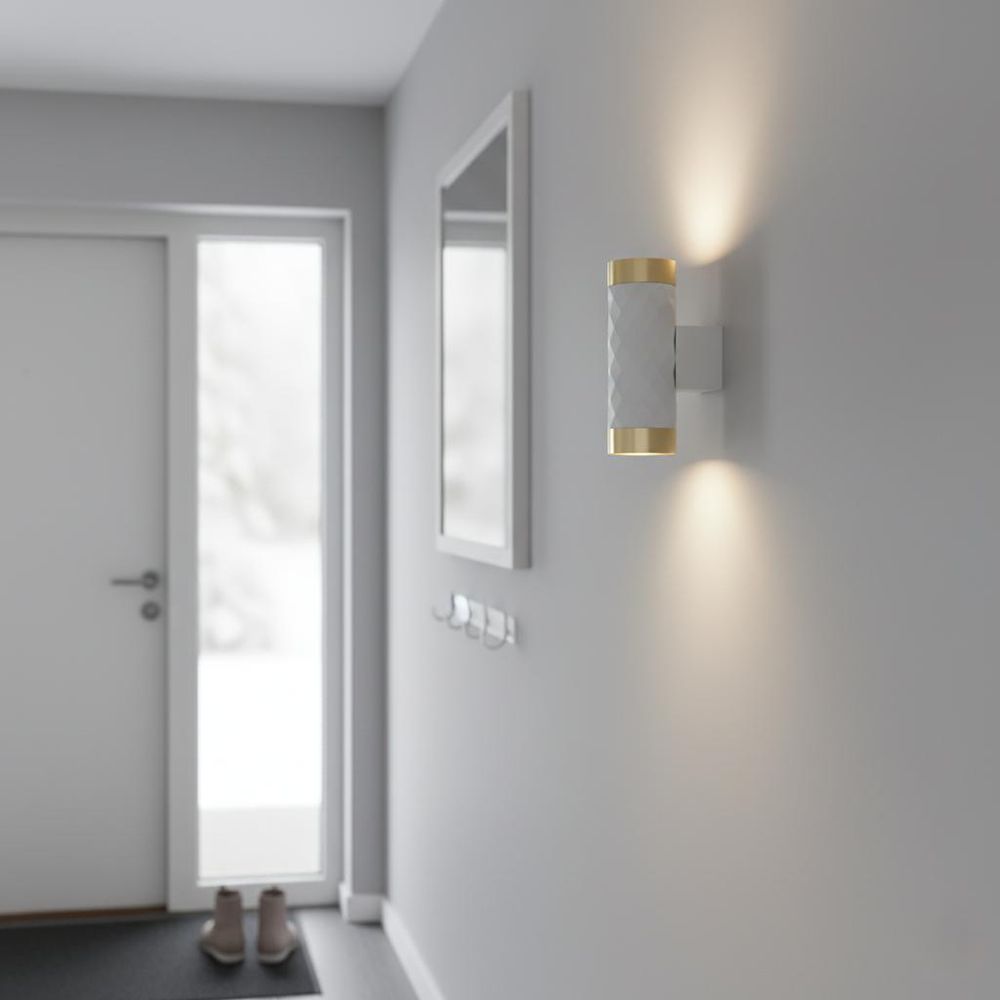 MasterLED Wandlampe GU10 - Weiß mit Gold - Glamour Duo Innenleuchte aus Aluminium - Modern und elegant