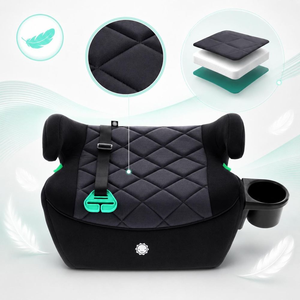 Sitzerhöhung Kindersitzerhöhung Autositz Booster-Sitz Autokindersitz ISOFIX 125–150 cm Getränkehalter LittleNestPro schwarz Sun Baby