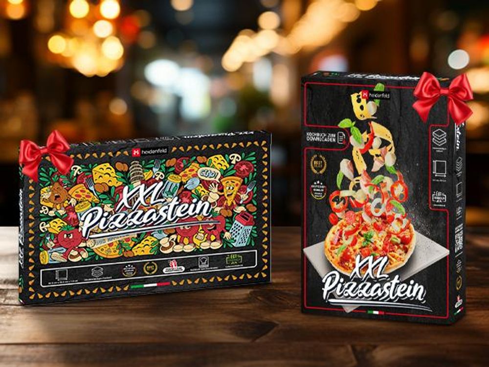 Heidenfeld XXL Pizzastein 46,5 x 35,5 x 1,5 cm | Cordierit Stein - Rechteckig - Steinplatte - Backofen, Grill & Steinofen - Brot Backen - Gasgrill