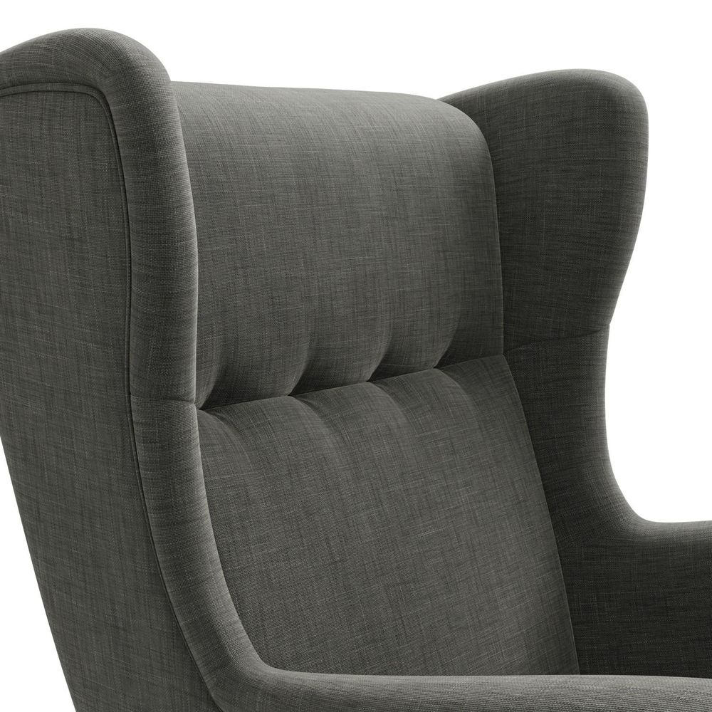 Ohrensessel Milo mit Hocker - Farben zur Auswahl -Sessel für Wohnzimmer & Esszimmer Skandinavisch - Relax Sessel aus Webstoff - FARBE: DUNKELGRAU