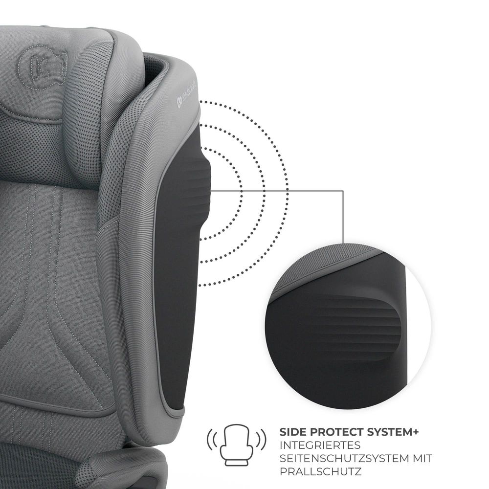 Kinderkraft UNITY 2 Kindersitz 100–150 cm, 15–36 kg, klappbar, ISOFIX, SPS+ & H-GUARD, Schlafposition, AIR FLOW, ergonomische Armlehnen, Grau