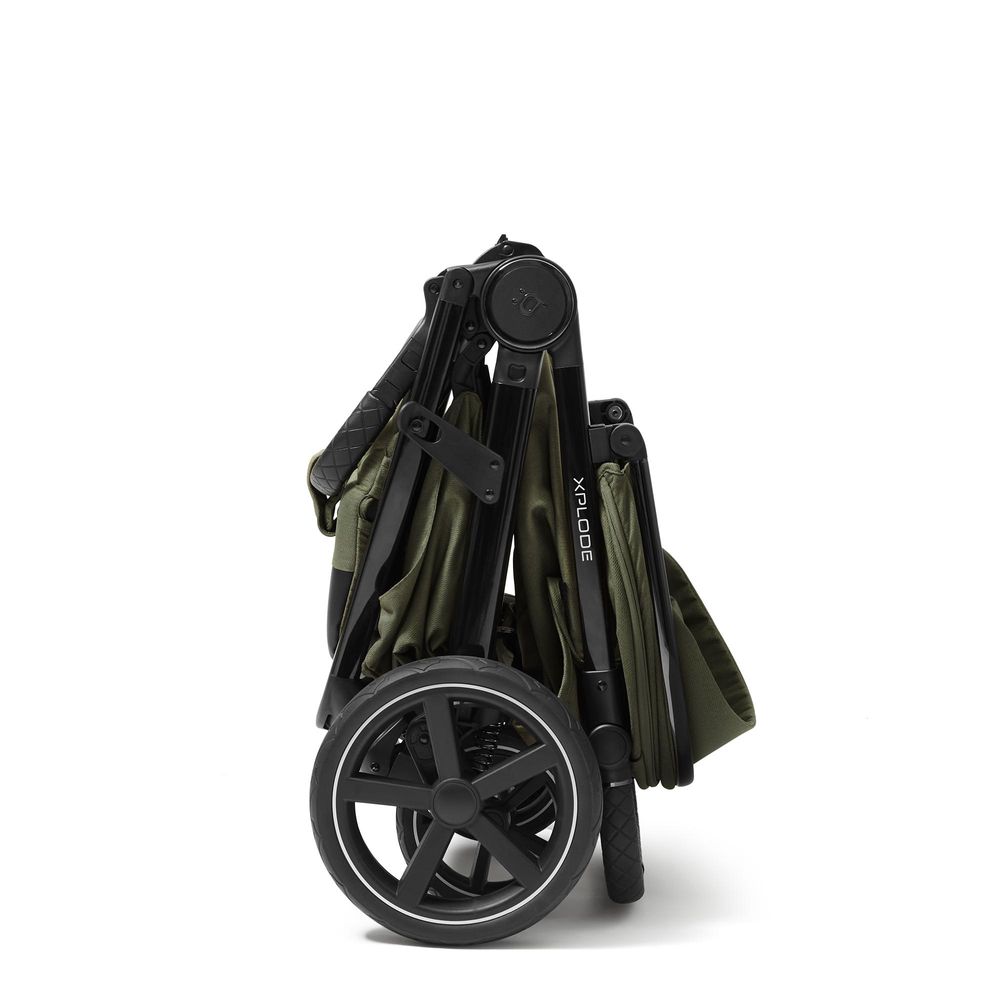 4Baby | Kočárek - Kočárek Buggy - Olivový - Sportovní kočárek s nafukovacími koly - Ochrana proti slunci UV50 - Skládání jednou rukou - Do 22 kg - Xplode Chrome