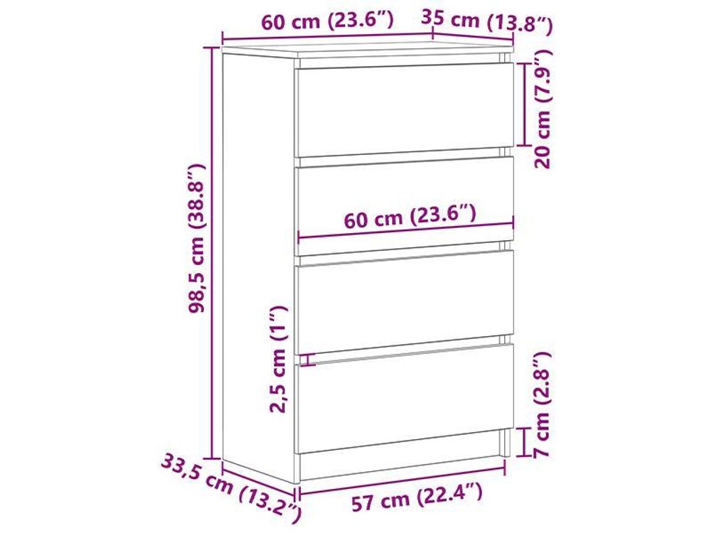vidaXL Sideboard Schwarz 60x35x98,5 cm Holzwerkstoff