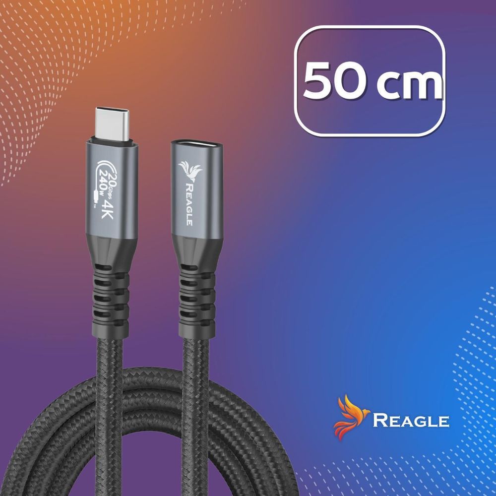 USB-Verlängerungskabel C 50 cm 3.2 Kabel 240 W 20 Gbit/s 4K 144 Hz USB-Adapter Thunderbolt