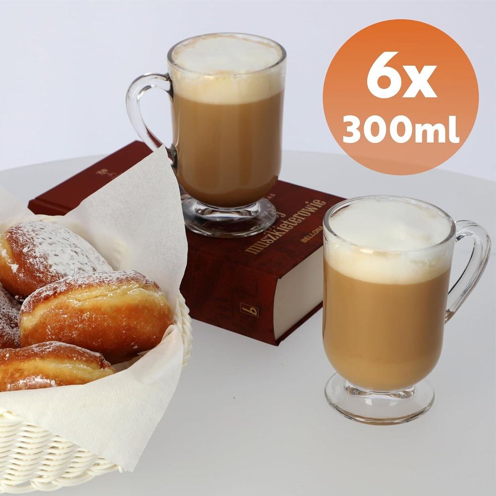 KADAX Kaffeegläser Set, 300ml, Teegläser aus Glas, Glühweingläser, Trinkgläser für Tee, Kaffee, Iris