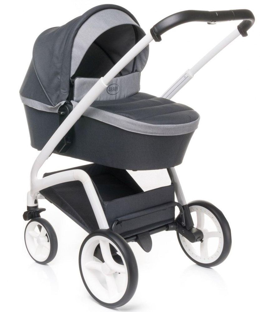 4Baby | Kinderwagen - Kombikinderwagen 2in1 - Dunkelgrau - Aluminiumrahmen - gefederte Räder - wendbarer Sitz, Einhand-Faltmechanismus, UPF 50+, Cosmo