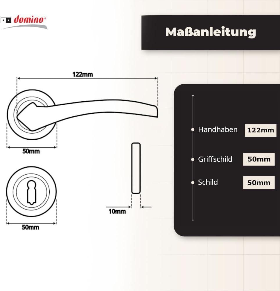 DOMINO Türgriff Drückergarnitur BB-Buntbart Set | Rund BB Rosette | Türklinke für Zimmertür, Bürotür, Kellertür & Innentür | Türbeschläge aus Aluminium | Chrom/Nickel Türdrückergarnitur | ENIGMA-R M6/M9