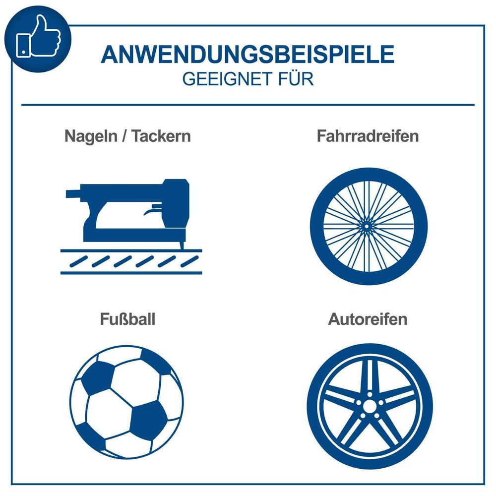 Das Bild zeigt die Anwendungsmöglichkeiten des Kompressors.