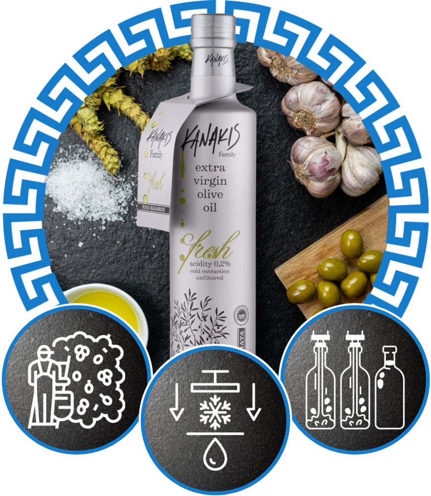 Olivenöl 500 ML - Aus Grünen Oliven - Natives Olivenöl Extra - EV FRESH - Glasflasche - reich an Nährstoffen - Fruchtiges Aroma