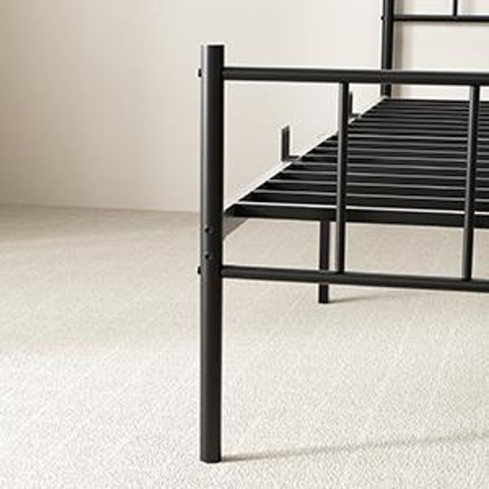 KUTAS Klassische Betten 140x200, Metallbett Schwarz mit Kopfteil, 32 cm Stauraum, leises Bettgestell für Schlafzimmer