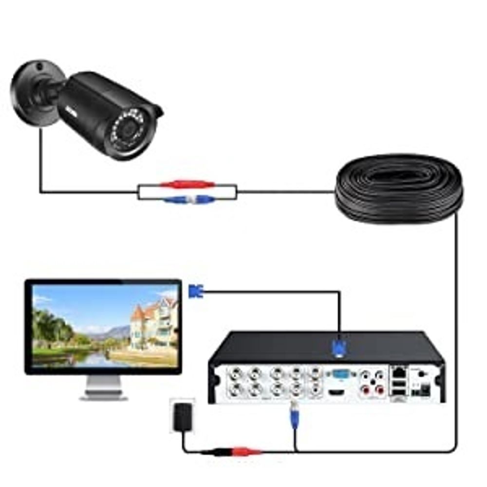 ZOSI 4X CCTV 1080p HD Außen Überwachungskamera Bullet Kamera Set mit Kabel und Netzteil, 1080P TVI Ausgang