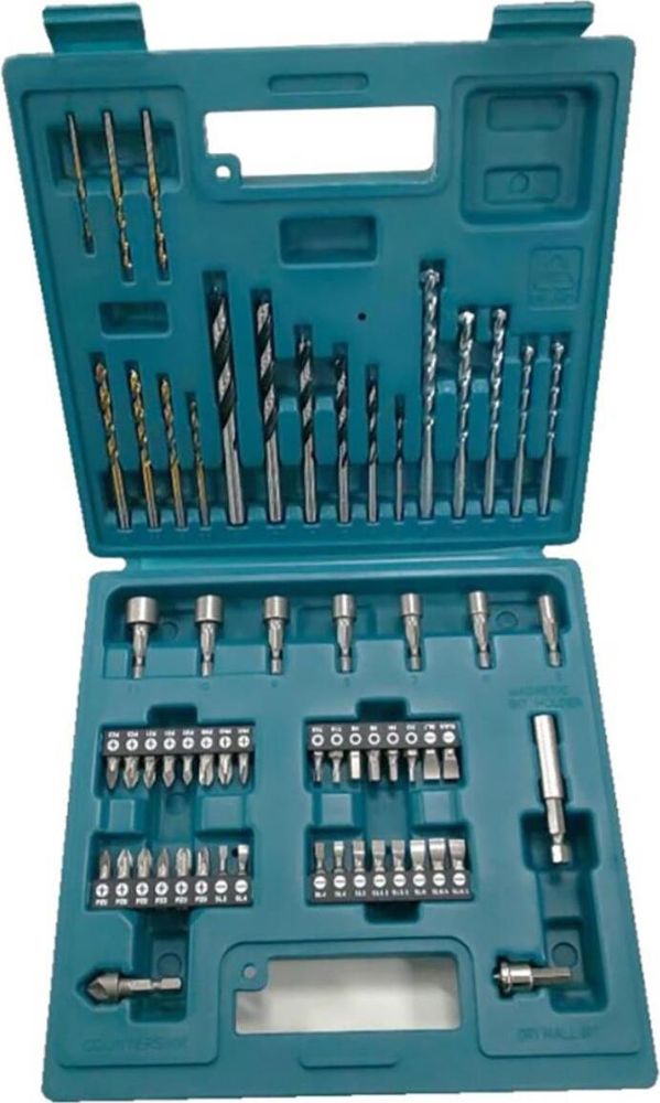 Makita E-11829, Bohrer, Mauerwerk, Metall, Holz, Blau, Silber, 60 Stück(e), Senkbohrerbit, Hex (metrisch), Phillips, Pozidriv, Schlitz, Torx