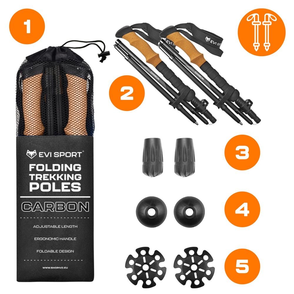 KIJE TREKKINGOWE do Chodzenia Kijki NORDIC WALKING CARBON Włókno Węglowe | KARBONOWE, lekkie, solidne, regulowane, korkowe uchwyty, stabilne