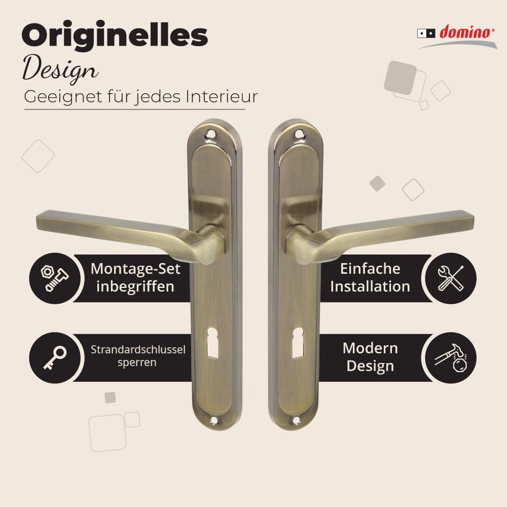 Türgriff für Innentüren DOMINO NEMO M3 BB 72 – Bronze grafiatto, langes Schild, mit Schlüssel
