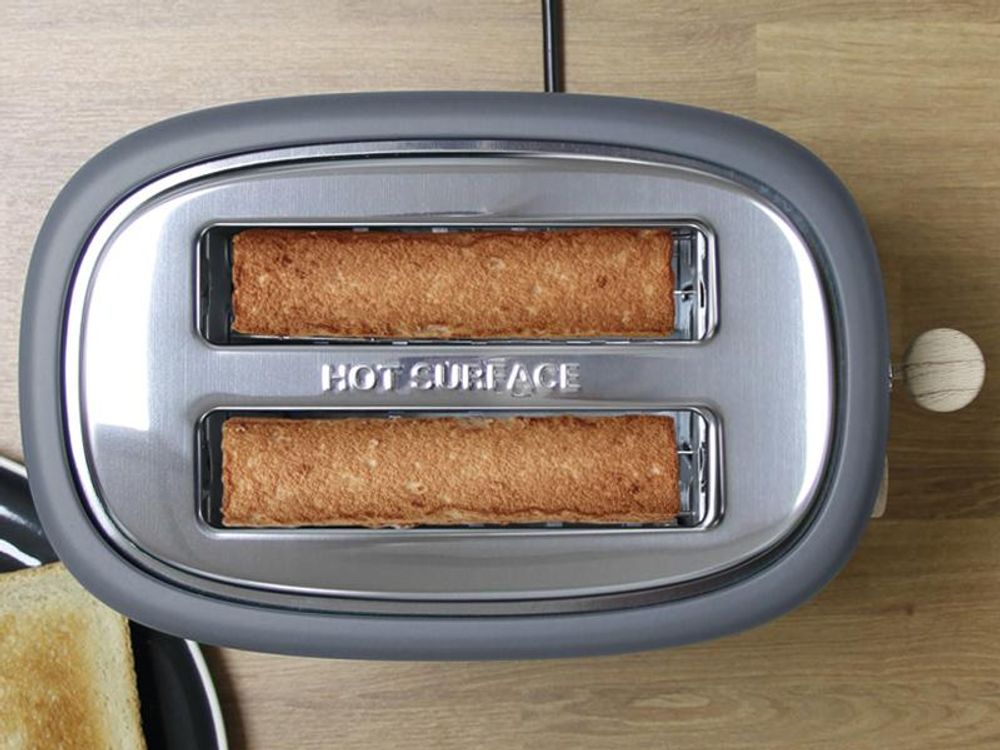 Briebe SKT1177GRY Nordic Set Toaster 2 Scheiben Breite Schlitze + Wasserkessel Induktion 2,3 L Grau