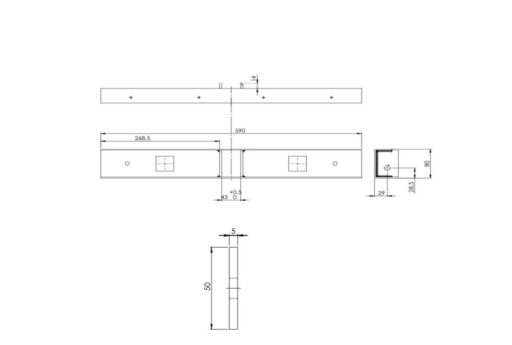 UNITRAILER TTL-Flachstütze, Länge 59 cm, Höhe 50 cm, für einen Bootsanhänger