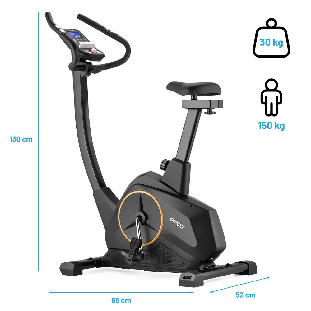 Heimtrainer Maße: 130x95x52 cm. Max. Benutzergewicht 150 kg. Gewicht 30 kg