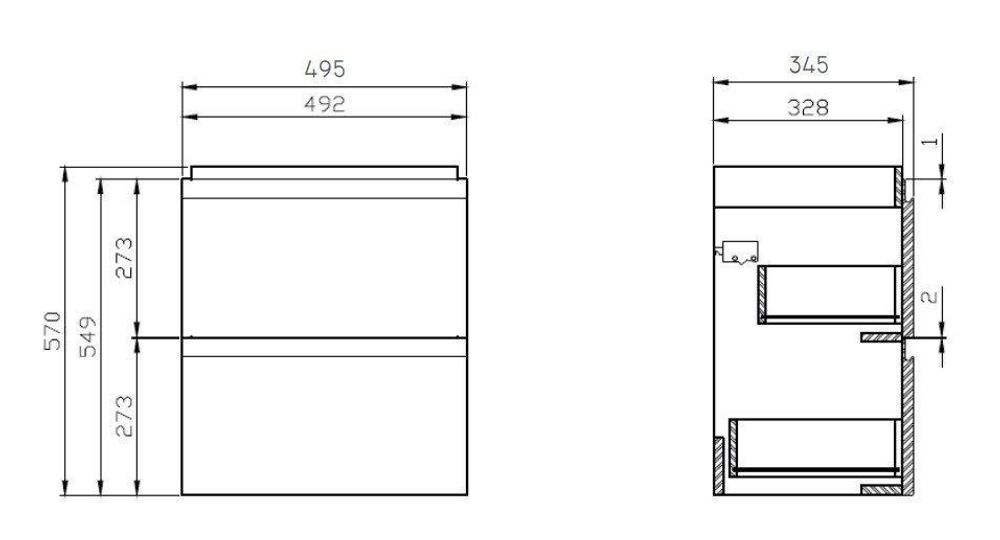 AQUA for you | Badezimmerschrank - CERSANIT MODUO - Waschtisch Set 50 cm – Kaschmir - mit Waschbecken, Unterschrank, Badmöbel Set, Badezimmerschränke