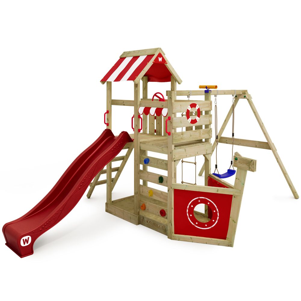 Spielturm Wickey SeaFlyer mit Schaukel und Sandkasten in Rot