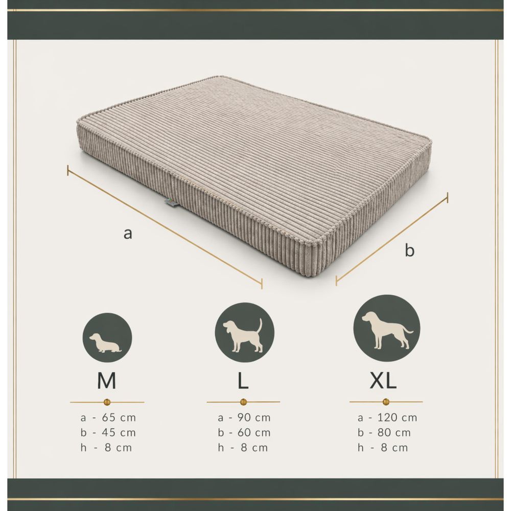 Hundebett Hundekissen Hundematte Cord Beige 90X60X8 Cm