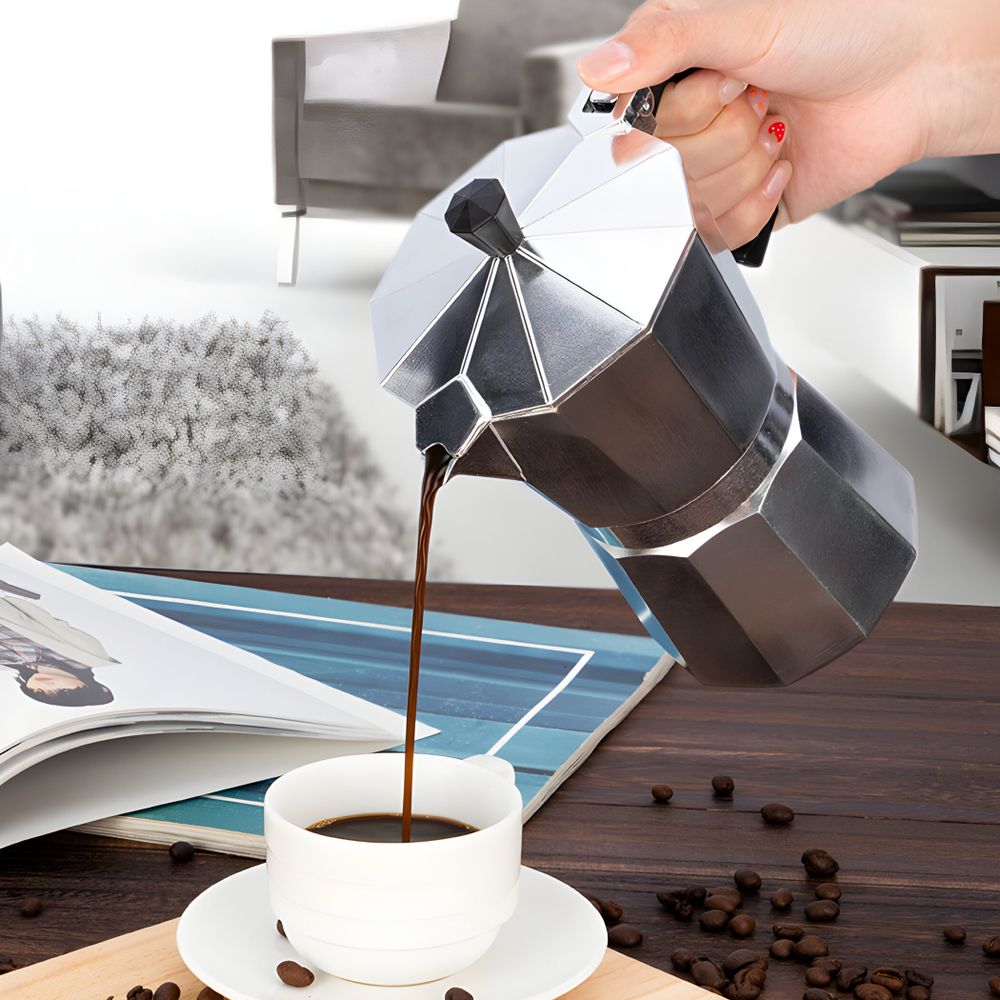 Italienische Kaffeemaschine 12 Tassen Espressokocher Moka-Kaffeemaschine Heim- Bürogebrauch 600ml Silber Edelstahl Retoo