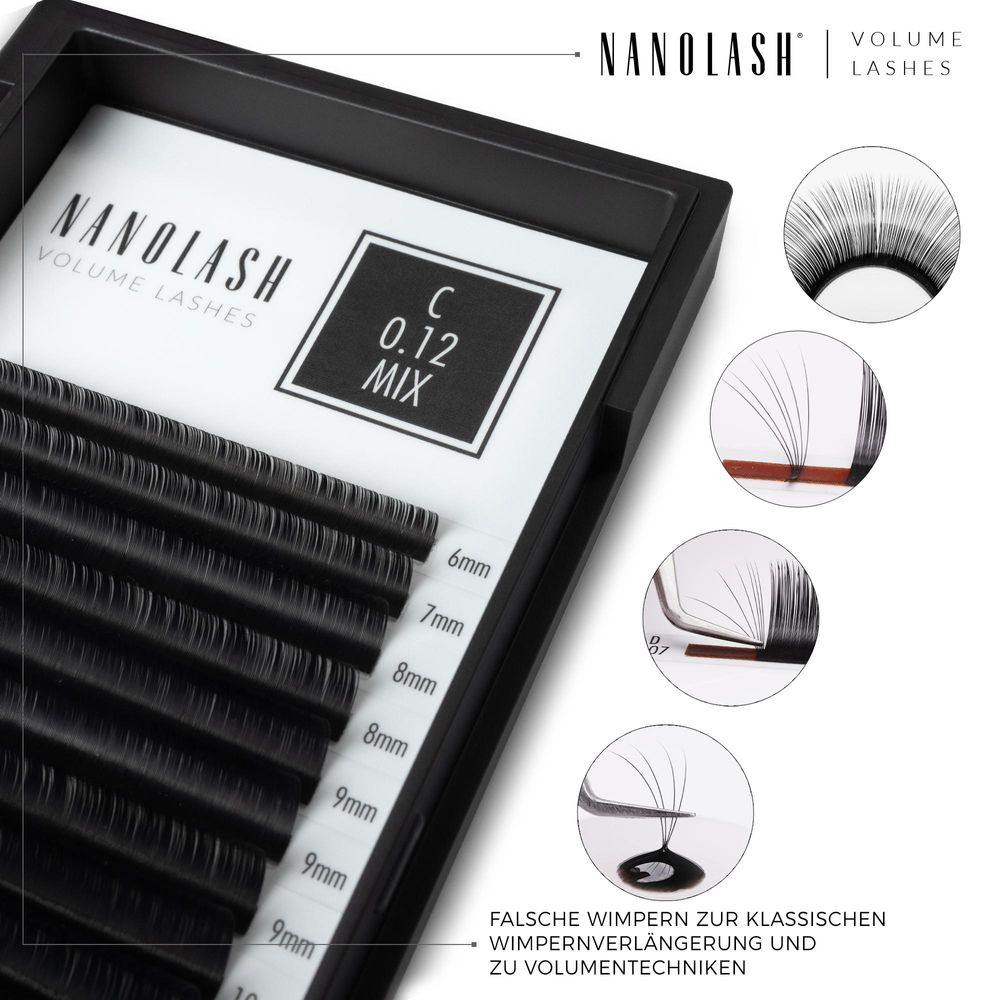 Nanolash VOLUME LASHES Falsche Wimpern Set Extensions 6-13 mm