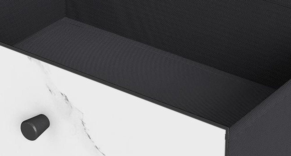 VASAGLE Konsolentisch schmal, Beistelltisch mit 2 Stoffschubladen, Flurtisch, 24 x 76 x 80 cm, für Flur, Wohnzimmer, marmorweiß-tintenschwarz