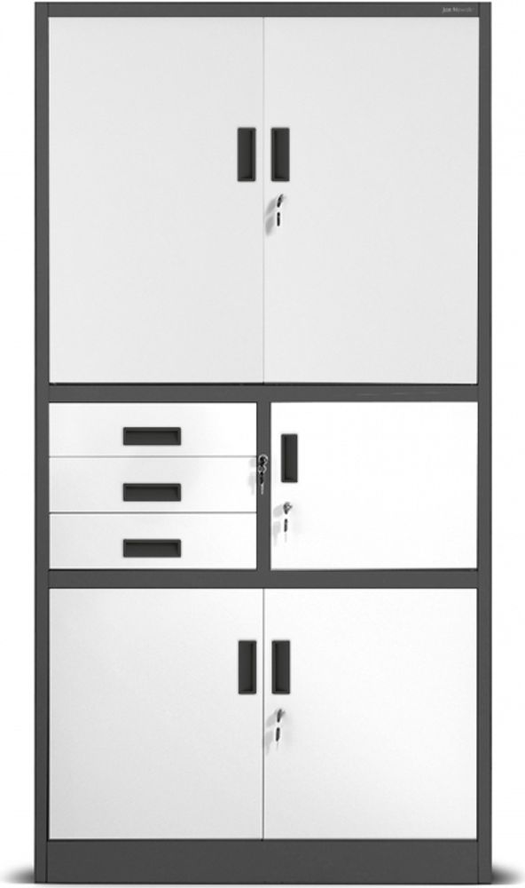 Büroschrank Aktenschrank Tresor Schubladen Geheimfach Stahlblech 185 cm x 90 cm x 40 cm (H x B x T) (anthrazit/weiß)