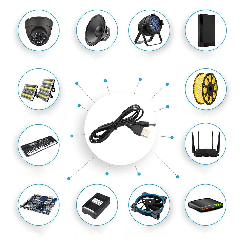 80cm Ladekabel USB-Stecker auf 5V DC Hohlstecker 5,5 x 2,5 mm Universal Netzkabel Stromkabel Steckdosen Konverter Kabel Router Klinken Netzteil Retoo