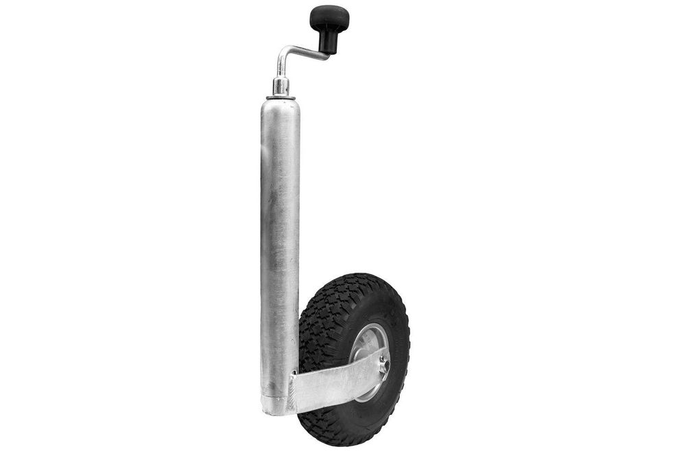 WINTERHOFF Stützrad 150 kg, 48 mm, Höhe 500-710 mm, Luftreifen 260x85 Stahlfelge, Rangierhilfe an der Deichsel, für Anhänger und Wohnwagen