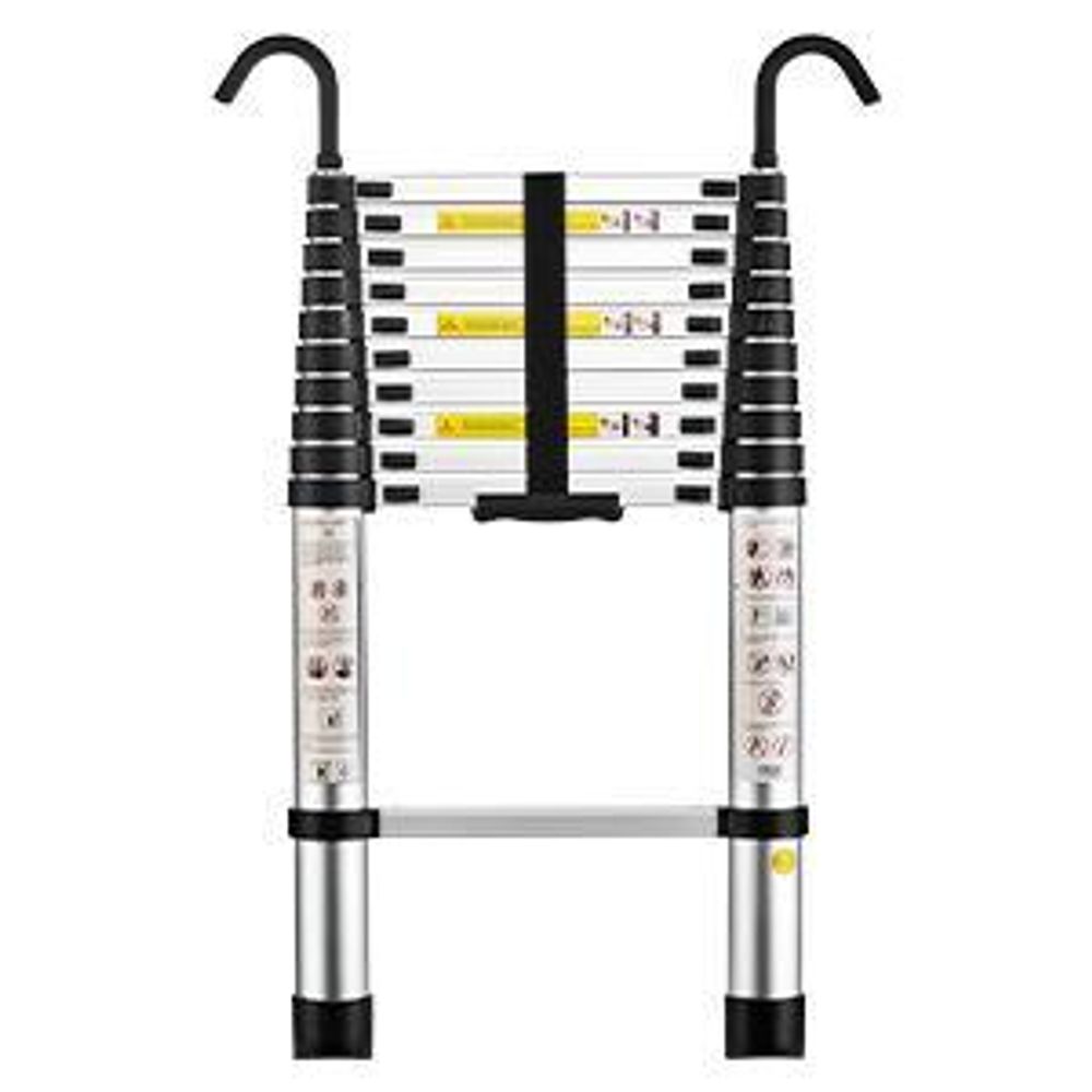 STANEW Échelle Télescopique 6,2M en Aluminium Bricolage Pliable, Accoudoir Amovible et Barre d'équilibre, Extensible Droite Multi-Fonction Ladder