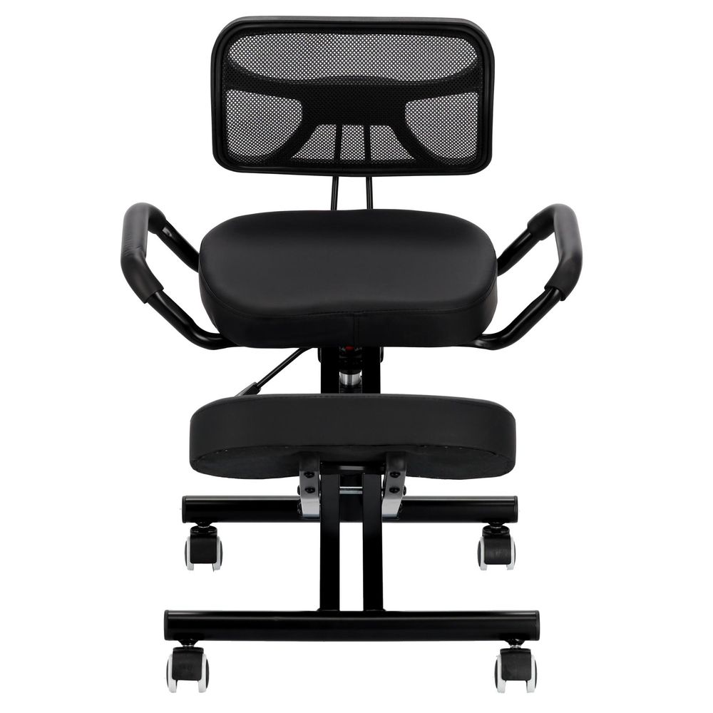 Klękosiad ergonomiczny z oparciem czarny do biura gabinet kosmetyczny SPA