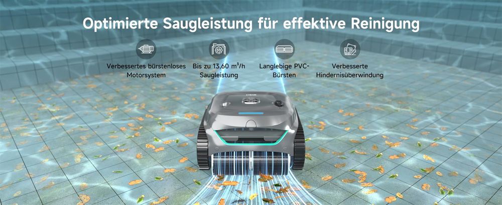 WYBOT C2 Kabelloser Poolroboter - 3592 GPH Saugkraft, 180min Laufzeit, 180μm+10μm Doppelfilter, App-Steuerung, IPX8, bis 1614sq.ft​