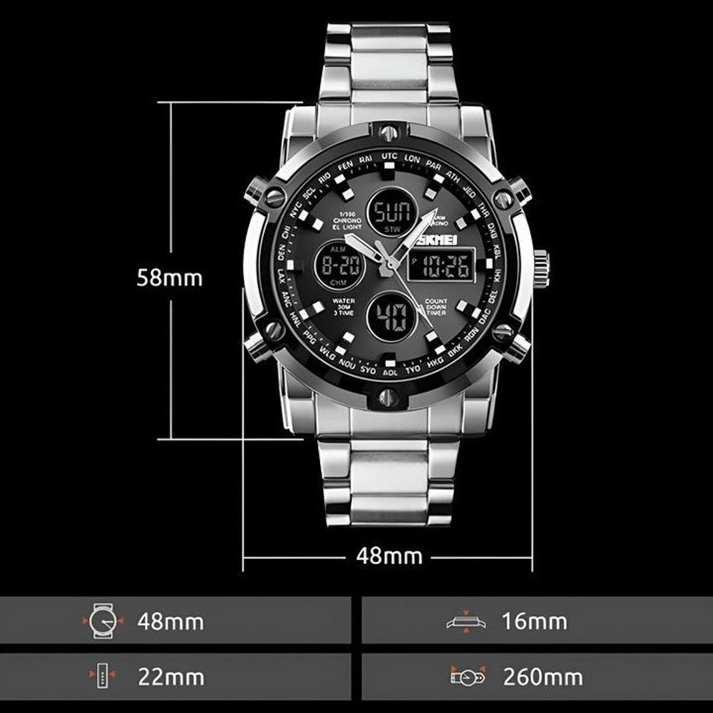 Herren-Sportuhr Digital Trendig Mit Stoppuhr, Datumsanzeige, Alarm, Led + Box