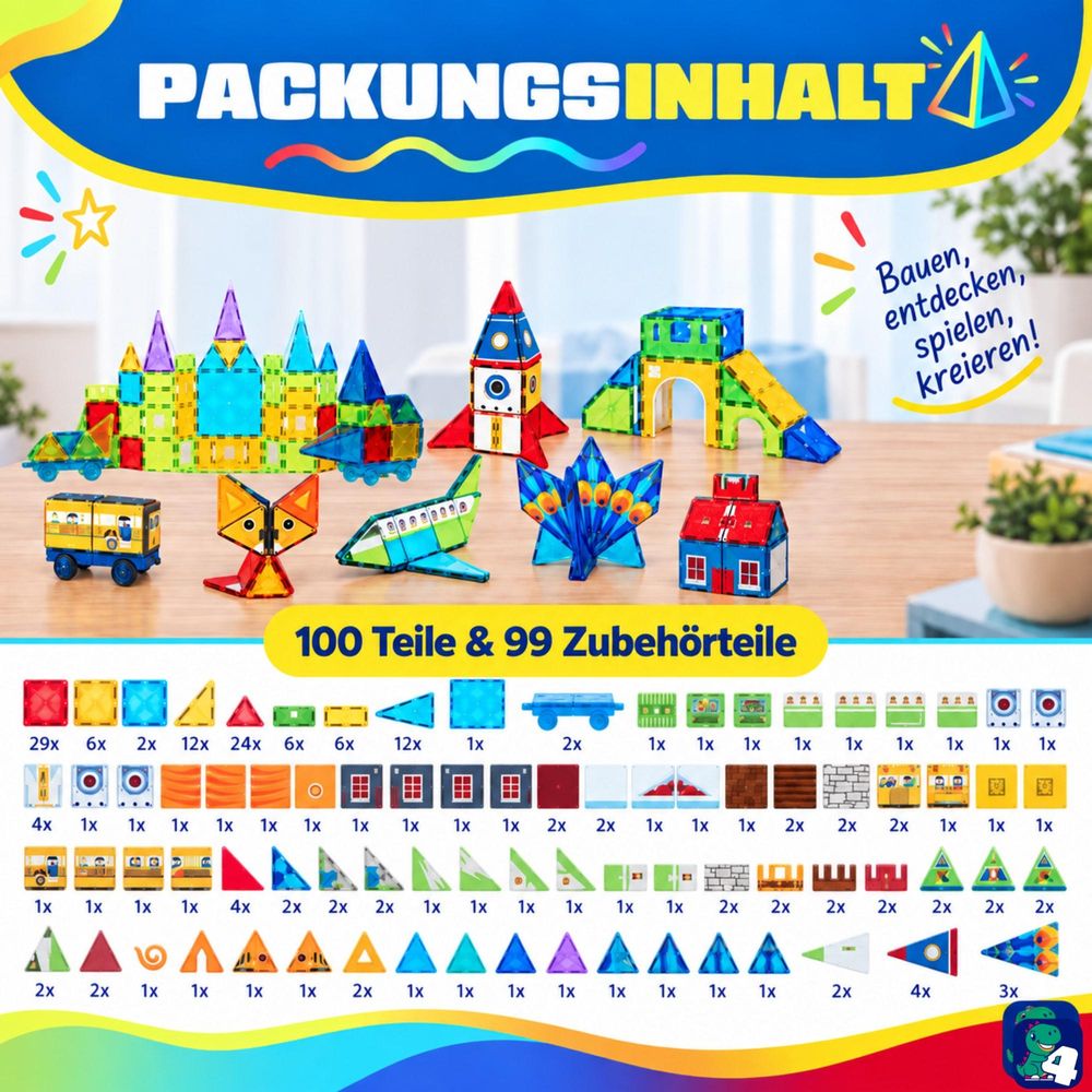 Inhalt des Fits4Kids Magnetbausteine-Sets