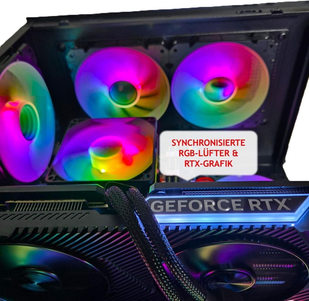 Gaming PC BLACK | NVIDIA RTX 5050 | 32GB RAM 500GB SSD | Intel 12 Core | RGB Lüfter mit Fernbedienung | Luftkühlung | WLAN 5 | Win 11 | TPM 2.0