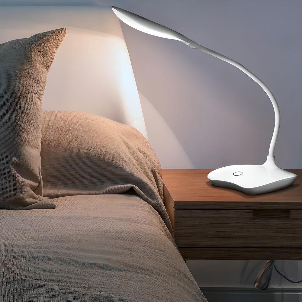 Schreibtischlampe LED Tischlampe mit Touch Dimmbare 3 Helligkeits Schreibtischleuchte Leuchte Büro Helligkeitsstufen Nachttischlampe Lesen Weiß Retoo
