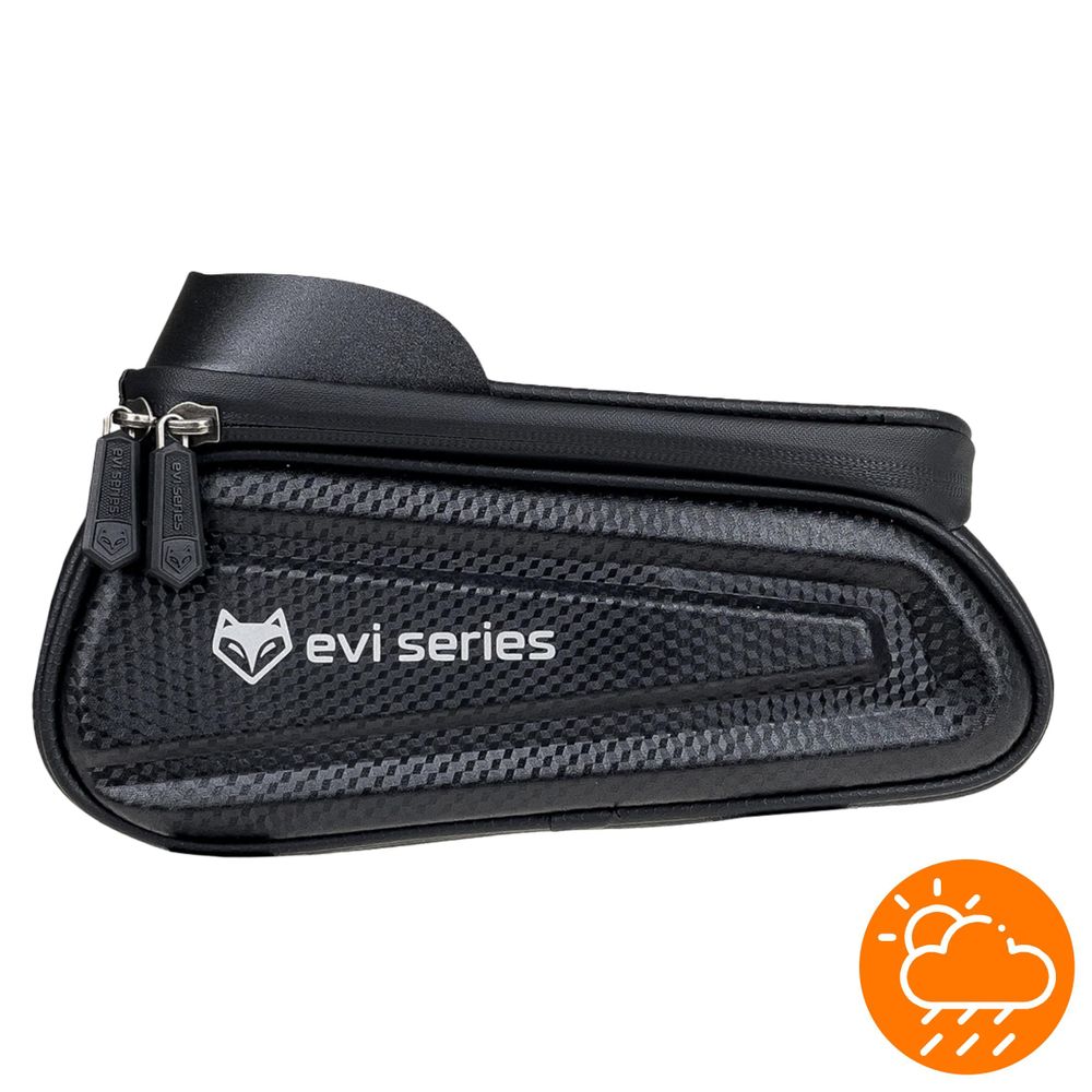 Fahrradtasche Rahmentasche wasserdicht, Handyhalterung bis 6,9 Zoll, 2L Hardcase Oberrohrtasche mit Sonnenblende, EVI BIKE Flow+ L, Schwarz