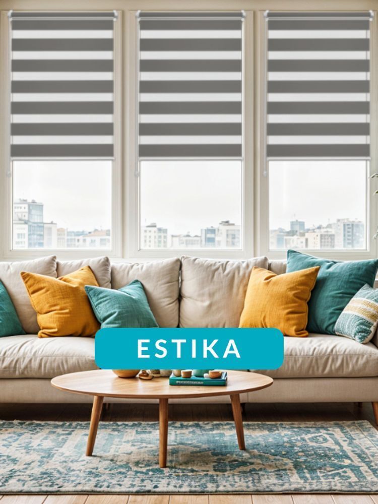 Estika Doppelrollo Klemmfix - 40 x 150 cm - Grau - Duo Rollo ohne Bohren