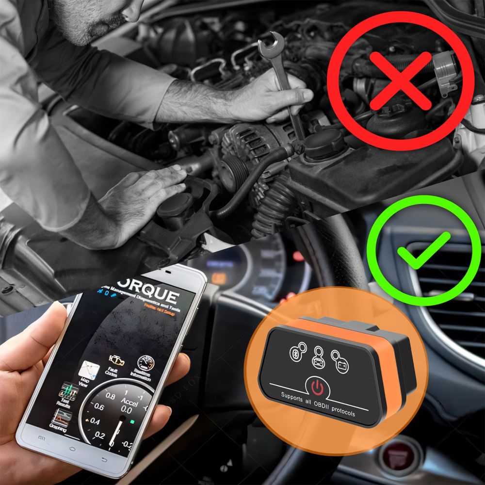 OBD2 Diagnosegerät mit Bluetooth & Auslesegerät – ELM327 v2.2 Fehlercodeleser für Motor, Getriebe, ABS & SRS, Echtzeitdaten Alle KFZ Retoo