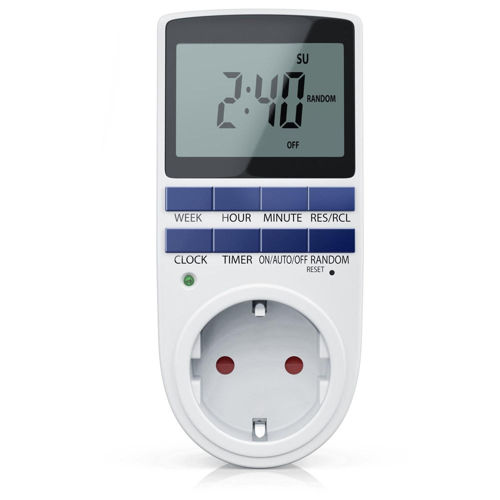 BEARWARE Zeitschaltuhr digital - 2,1" LCD-Display 5,3 cm - 3680W - Digital-Zeitschaltuhr mit 10 konfigurierbaren Programmen - Back-Up Reserve-Akku - Zufallsschaltung - integrierter Berührungsschutz