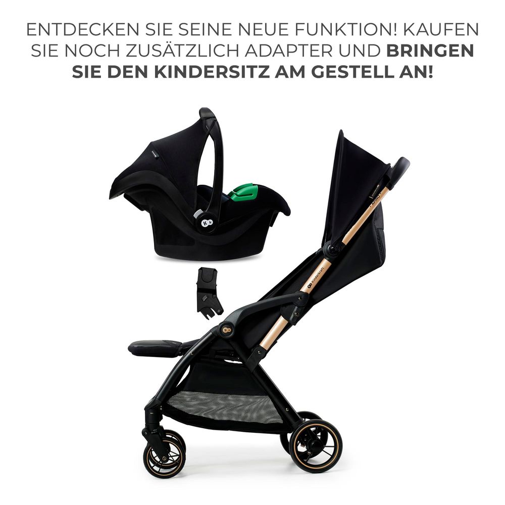 Kinderkraft APINO Buggy - Kinderwagen - Belastbar bis 24 kg - 7,5 kg leicht - AUTO FOLDING - Verstellbare Rückenlehne - Große Räder - Beige