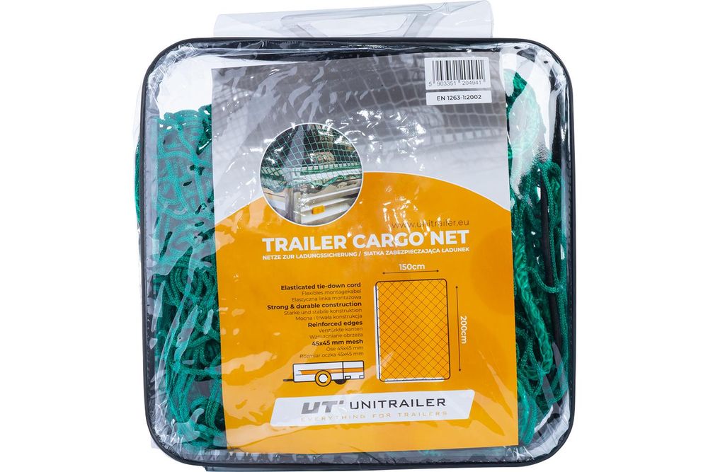 UNITRAILER Ladungssicherungsnetz 2000x1500 mm Anhängernetz mit 6 mm Randkordel Gepäcknetz für PKW Anhänger