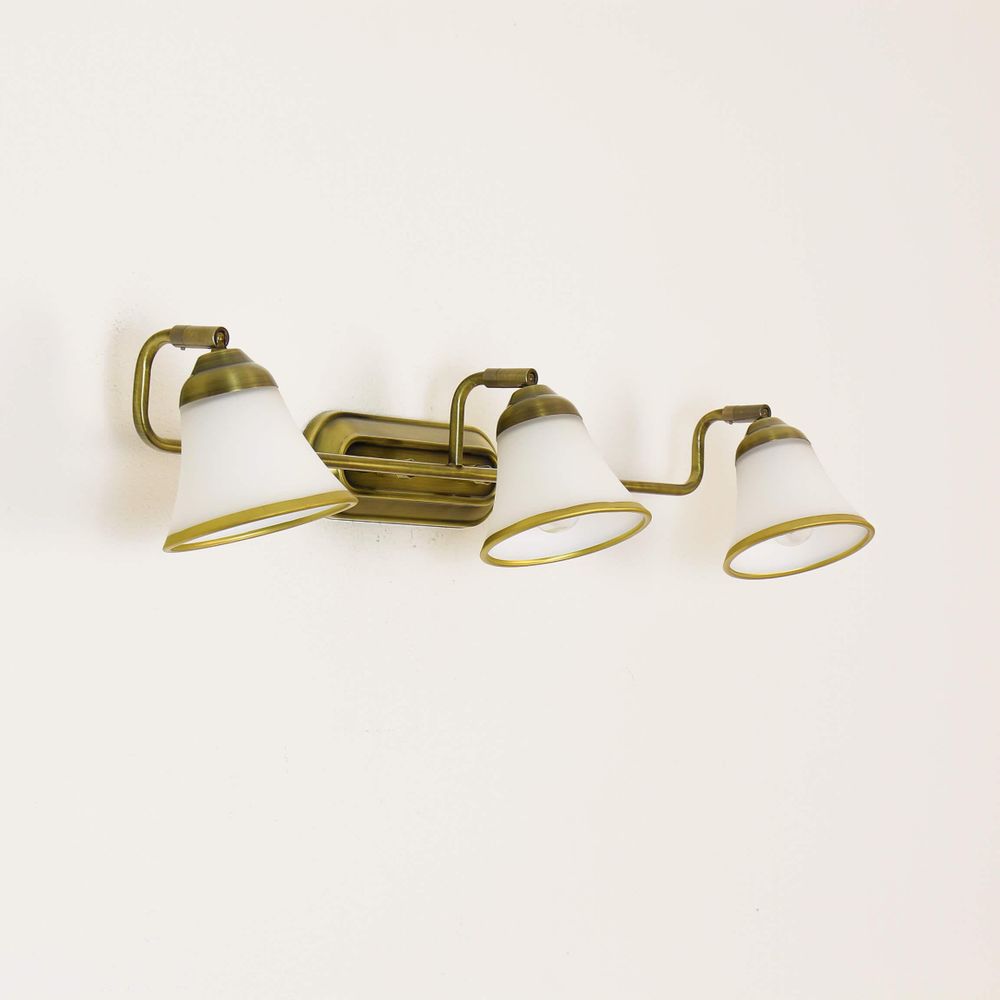 Jugendstil Badlampe in Bronze mit Glasschirmen