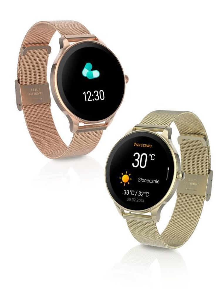 Forever smartwatch SB-306 rosegold, Smartwatch für Damen, 1,19", IP67, Wasserdicht, Pulsmesser, Schrittzähler, Aktivitätstracker, Fitness Tracker