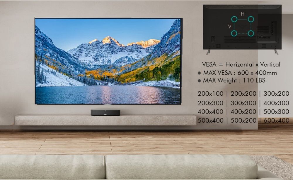 TV-Wandmontage, Geeignet für 32-70 Zoll Fernseher,belastbar 50 kg,Einstellbarer Winkel -5° bis +20°