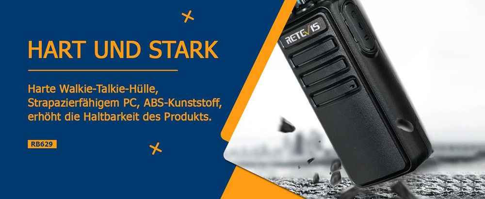 Retevis RB629 Dvoucestné vysílačky, PMR446 s funkcí bezdrátového klonování Nouzové upozornění VOX s reproduktorovým mikrofonem pro bezpečnost na školním staveništi (4 balení, černá)