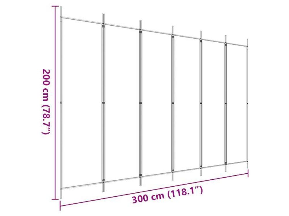 vidaXL 6-tlg. Paravent Schwarz 300x200 cm Stoff