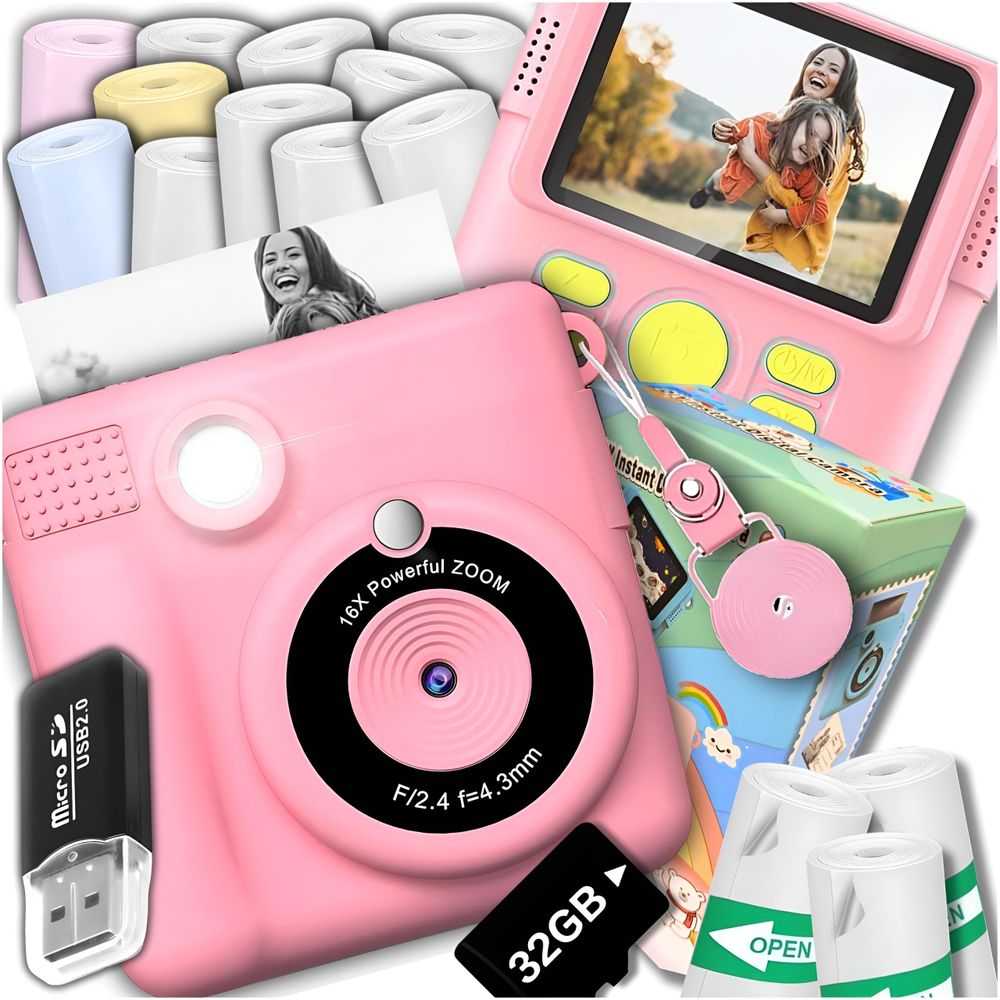 Digitale Sofortkamera Für Kinder Mit Drucker - 32Gb Karte - 14 Filme